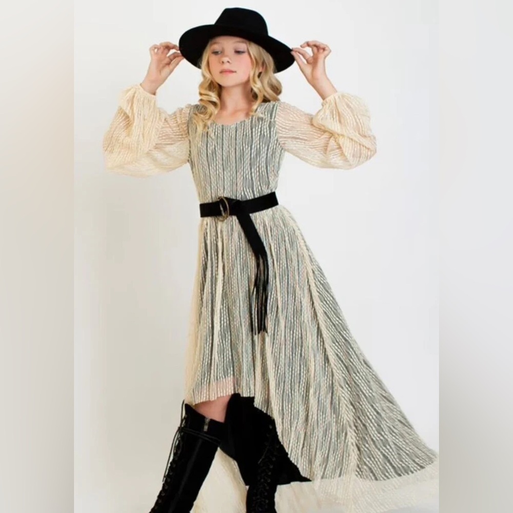 Joyfolie Cream and Black High Low Dress